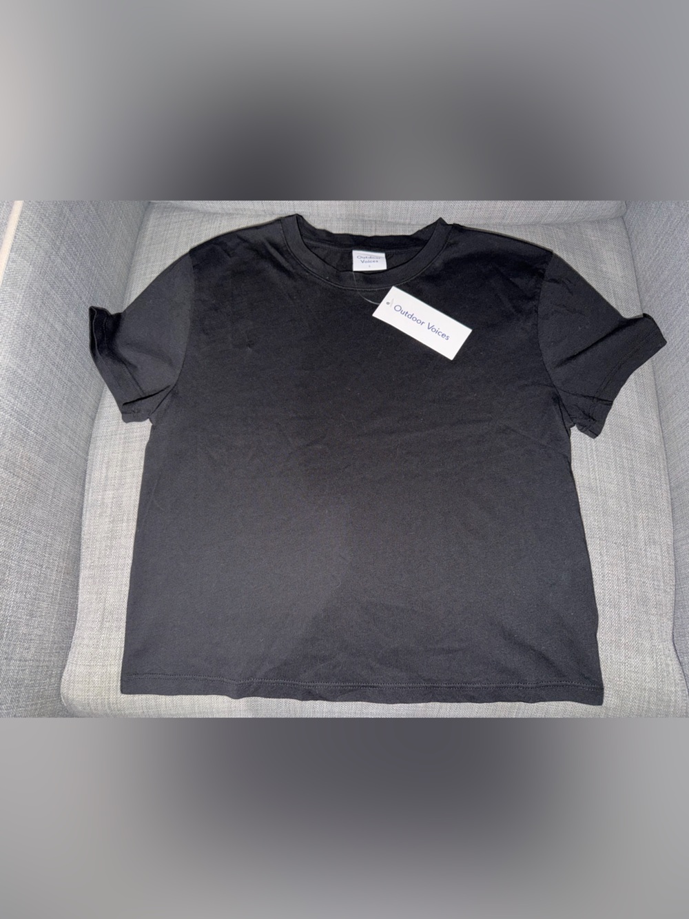 Outdoor Voices Women’s Black Short-Sleeve Babydoll Crew Tee - Size S